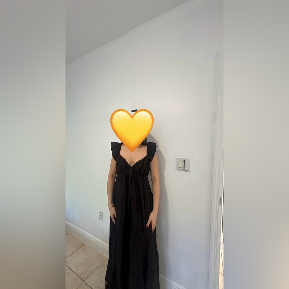 Endless Rose Black Maxi dress with Ruffle Detailing